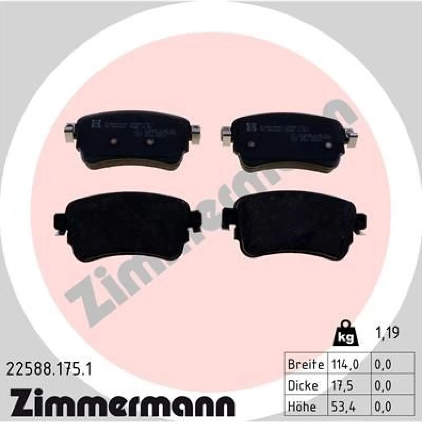ZIMMERMANN Bremsbelagsatz, Scheibenbremse 22588.175.1