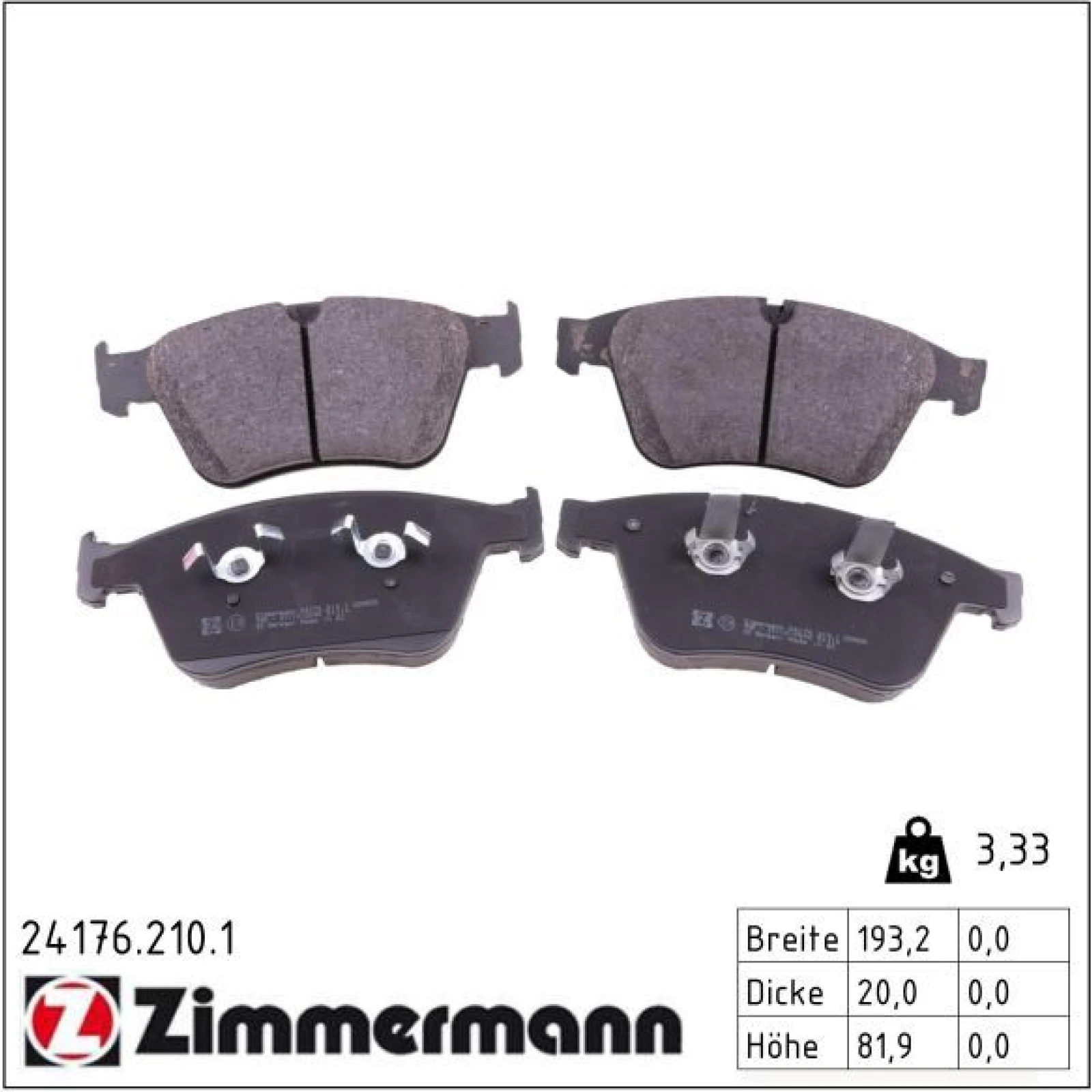 ZIMMERMANN Bremsbeläge 24176.210.1
