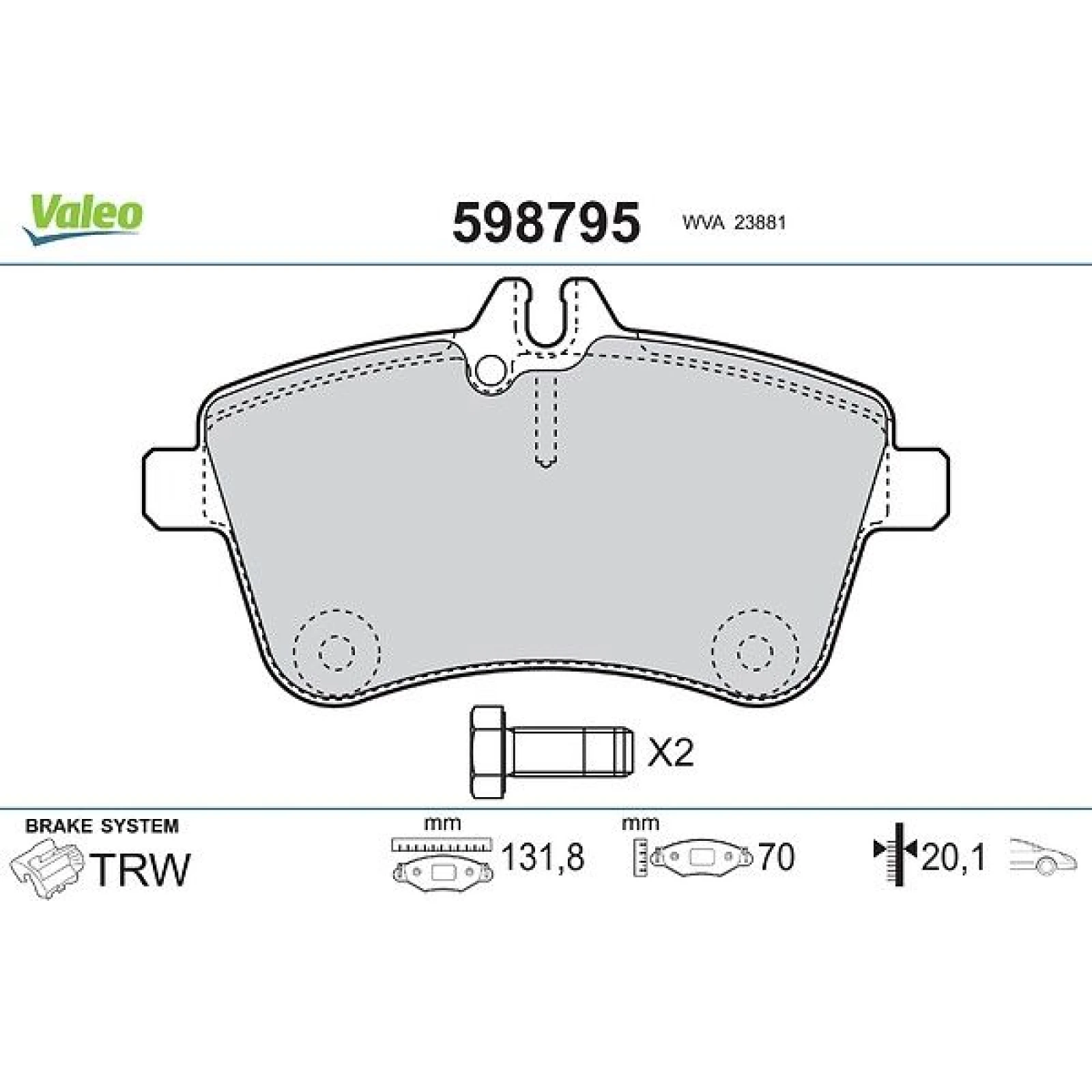 VALEO Bremsbeläge 598795