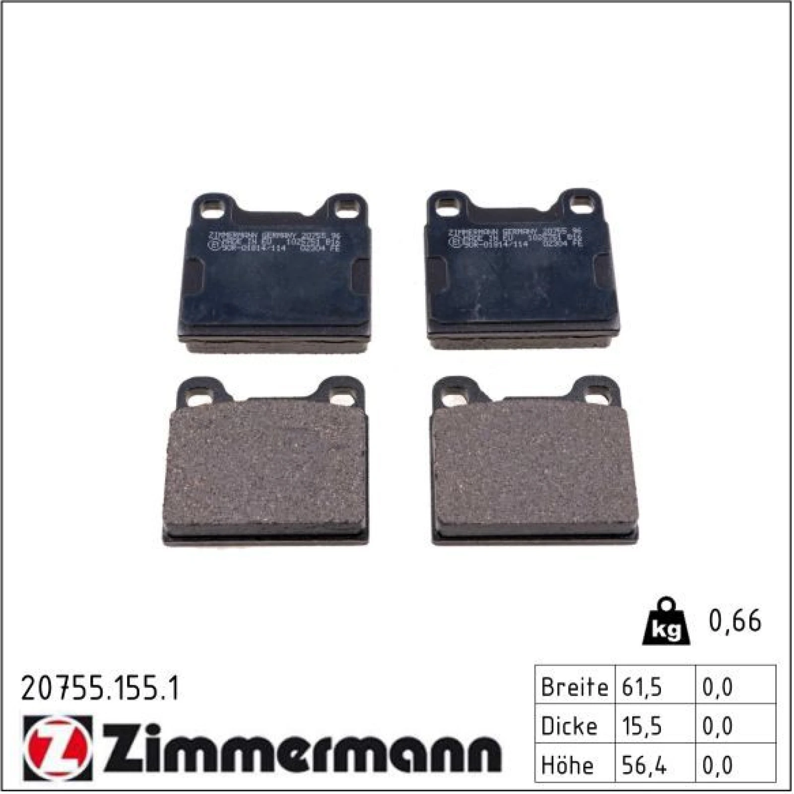 ZIMMERMANN Bremsbeläge 20755.155.1
