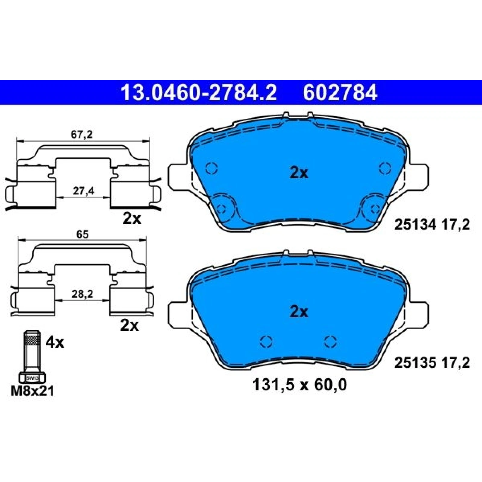 Bremsbelagsatz Ford P. B-Max/Transit 1.0/1.5-1.6 Tdci 12 13.0460-2784.2