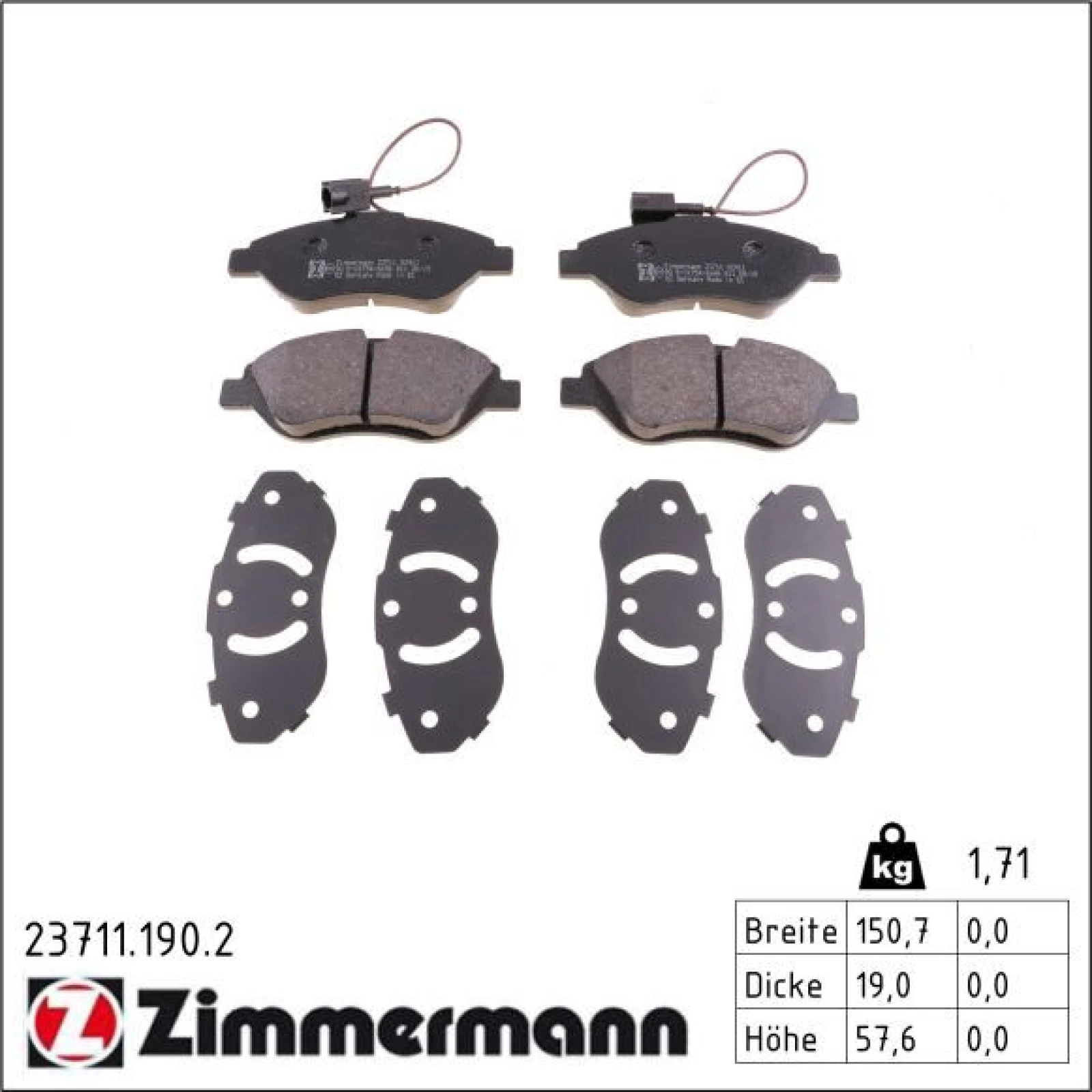 ZIMMERMANN Bremsbeläge 23711.190.2