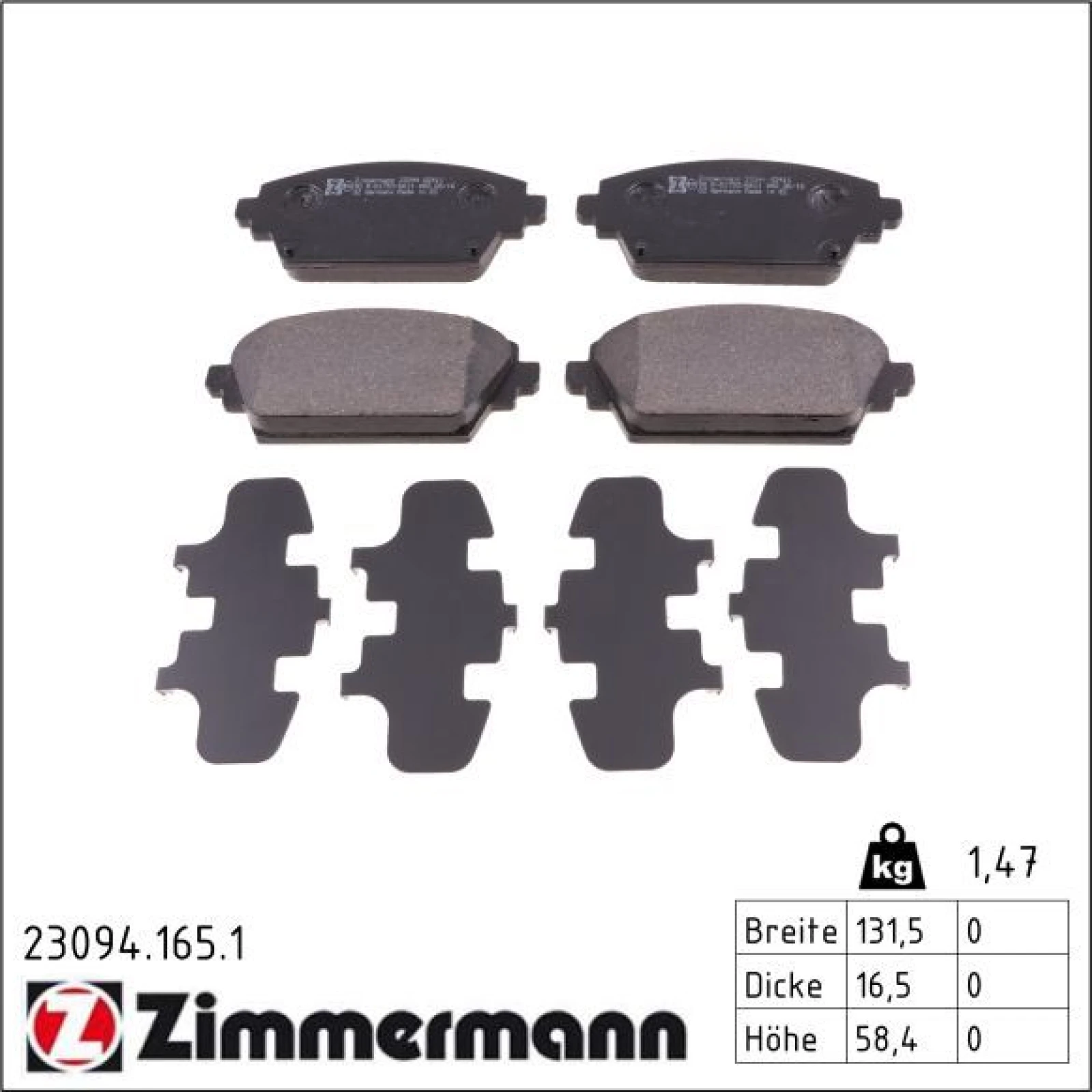 ZIMMERMANN Bremsbeläge 23094.165.1