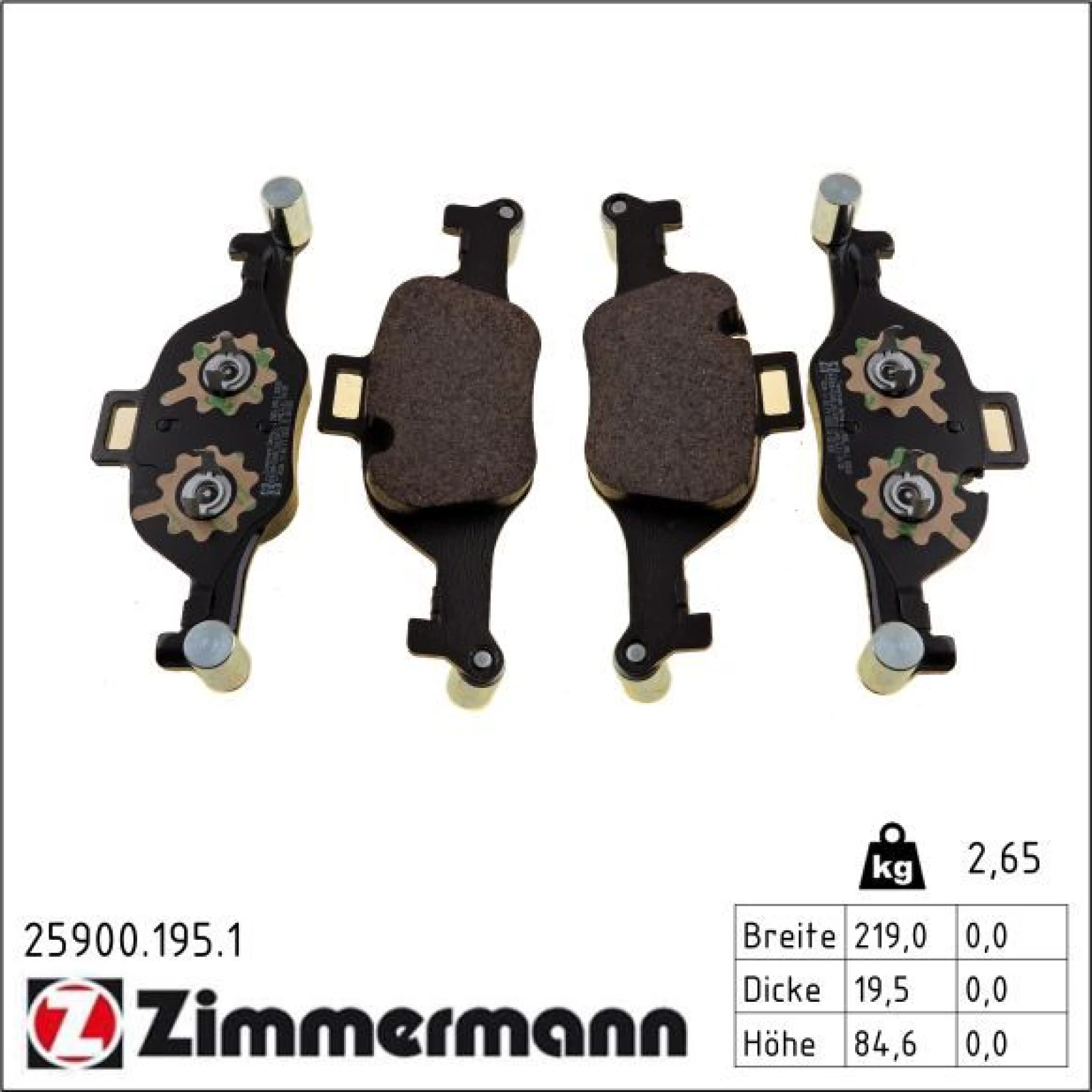 ZIMMERMANN Bremsbelagsatz, Scheibenbremse 25900.195.1