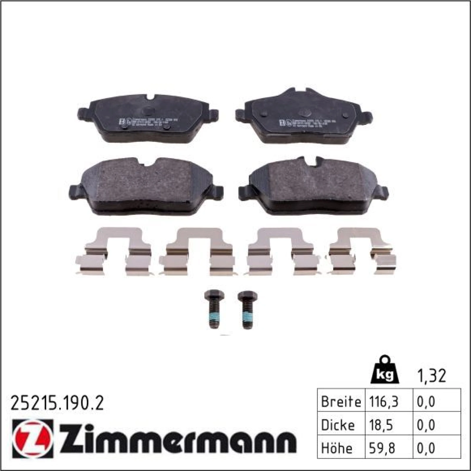 ZIMMERMANN Bremsbeläge 25215.190.2