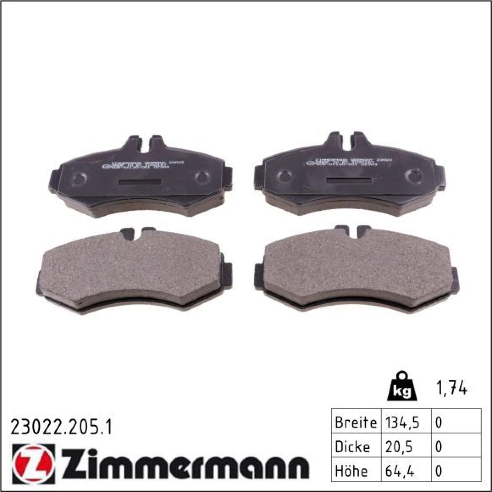 ZIMMERMANN Bremsbeläge 23022.205.1