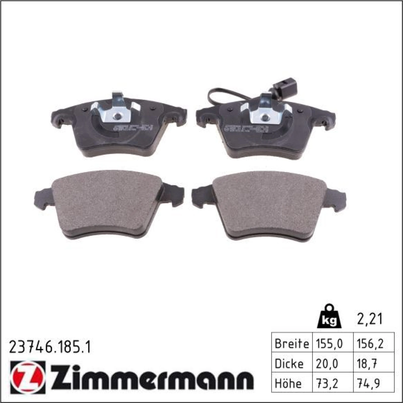 ZIMMERMANN Bremsbeläge 23746.185.1