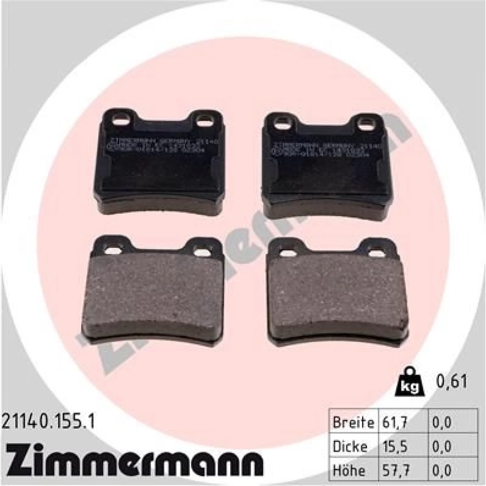 ZIMMERMANN Bremsbeläge 21140.155.1