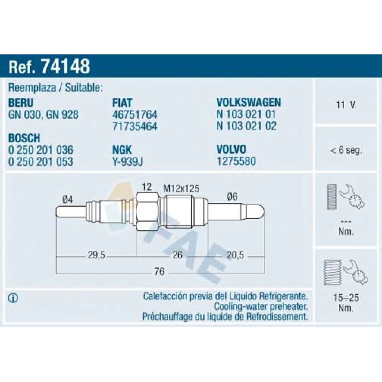 FAE Glühkerze 74148