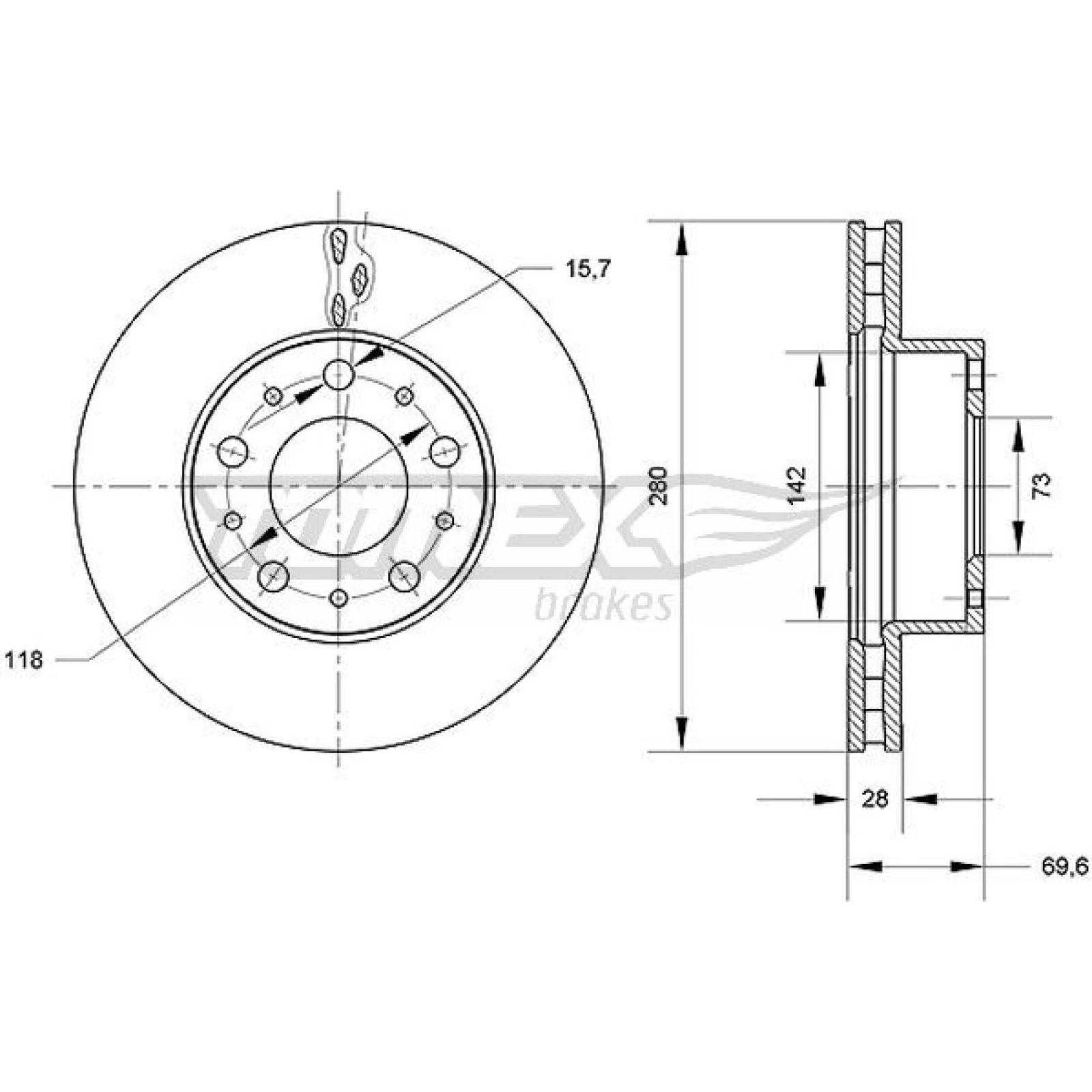 TOMEX brakes Bremsscheibe TX 70-95