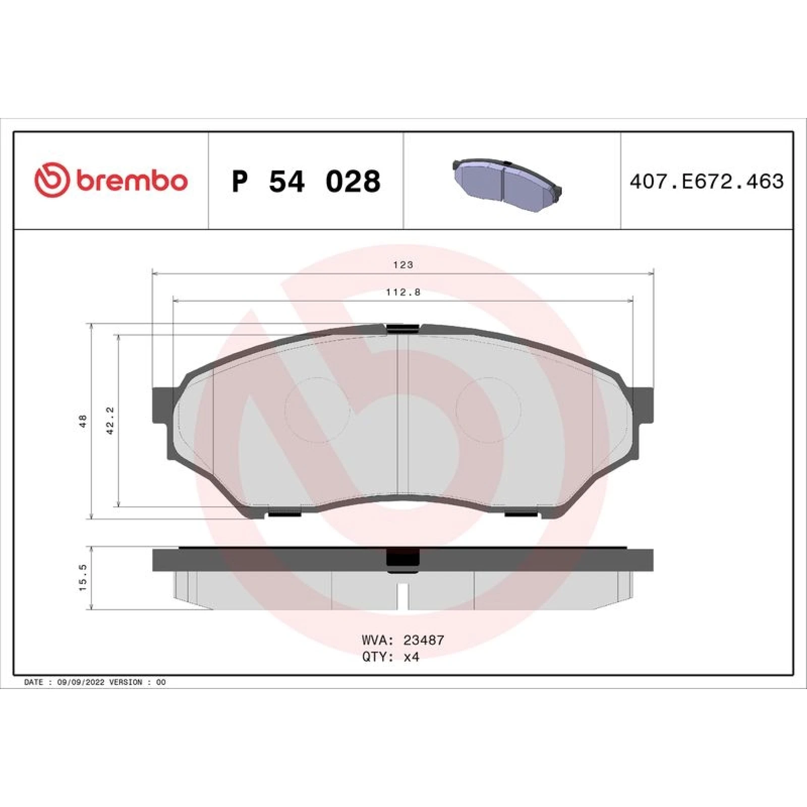 BREMBO Bremsklötze VA P 54 028