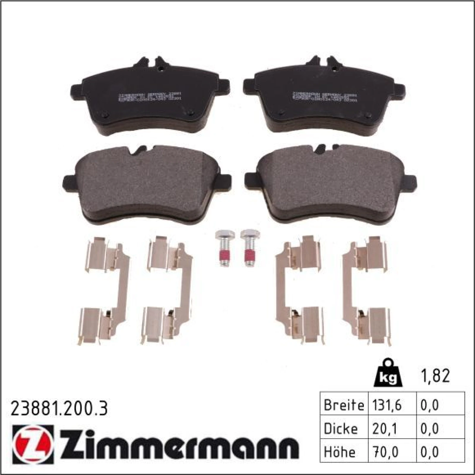 ZIMMERMANN Bremsbeläge 23881.200.3