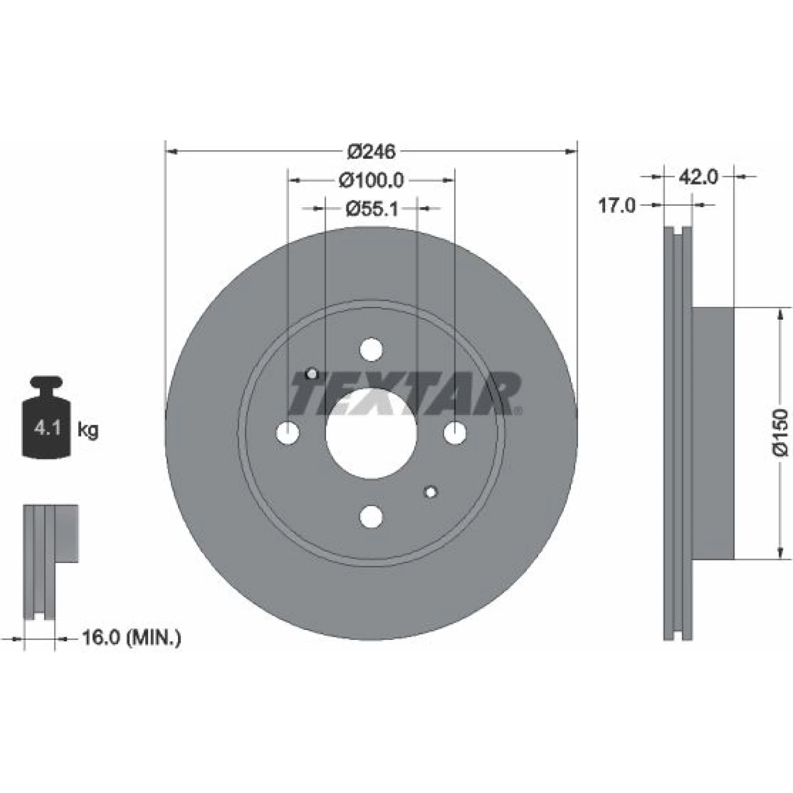 BREMSSCHEIBE DAIHATSU P. COPEN/SIRION 0,7-1,3 03-246X17 92165603