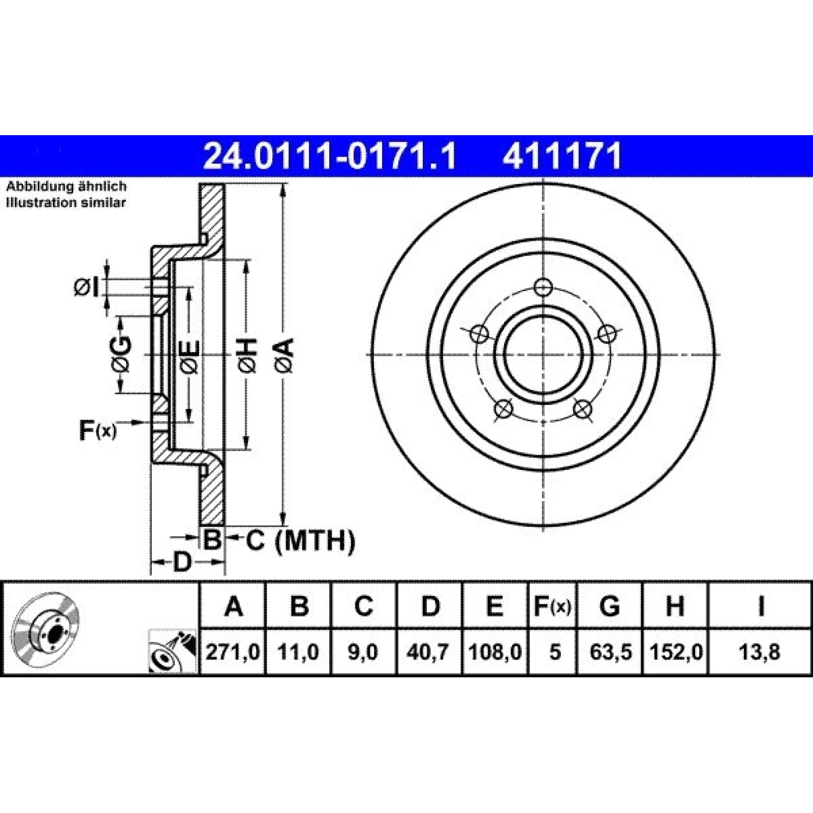 Bremsscheibe Ford T. Focus 1.0-2.0 10 24.0111-0171.1