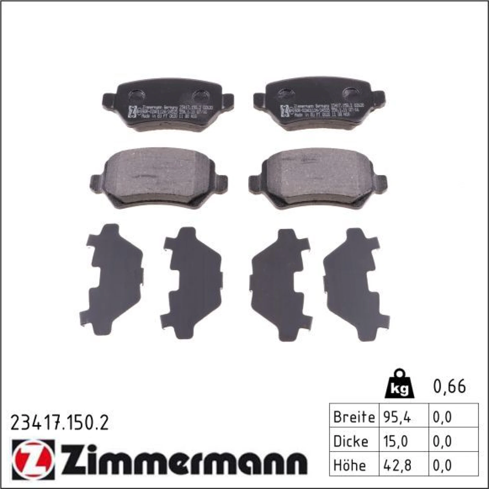 ZIMMERMANN Bremsbeläge 23417.150.2