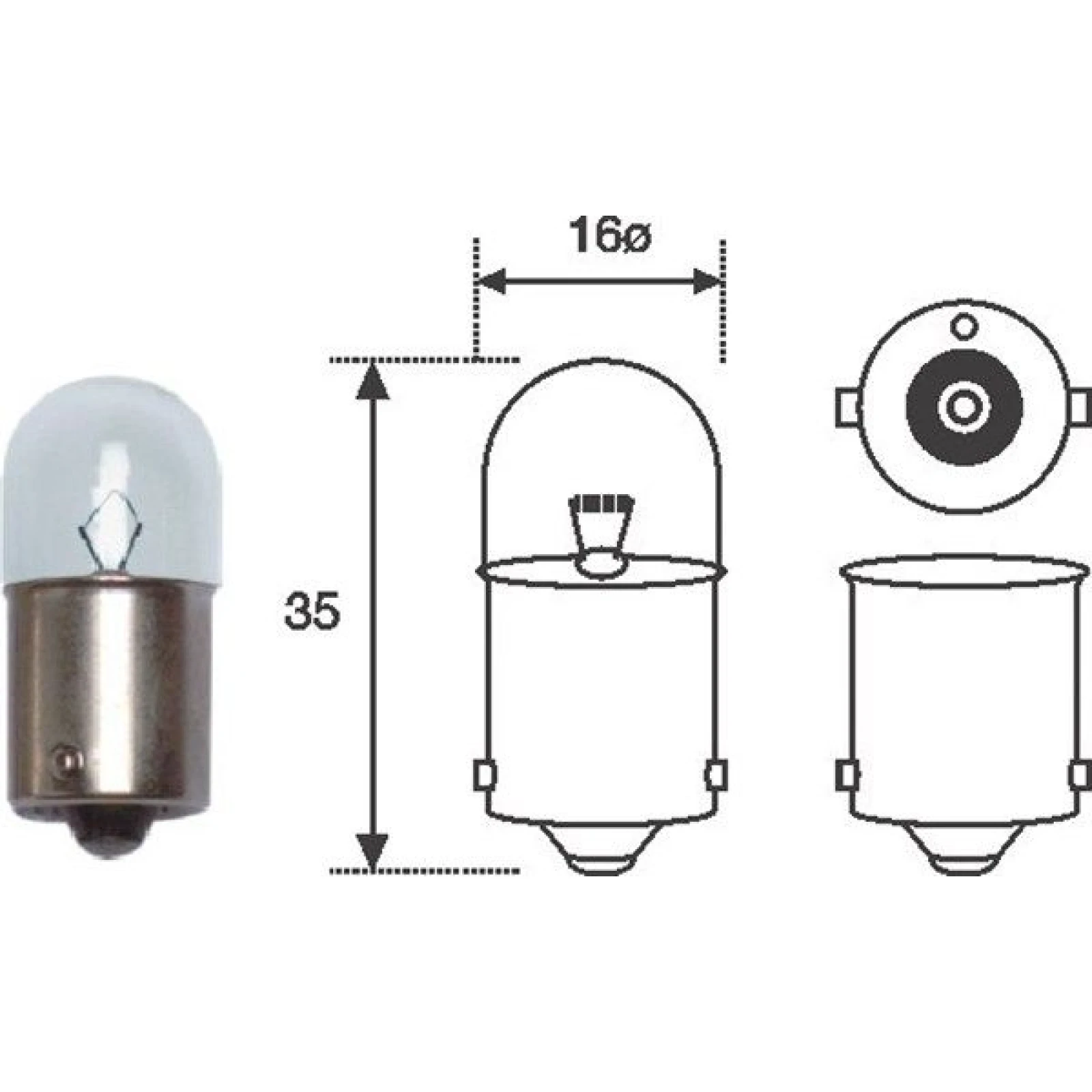 Glühlampe R10W 12V/10W Ba15S (Mit Kochmet.) 10Stk 004008100000