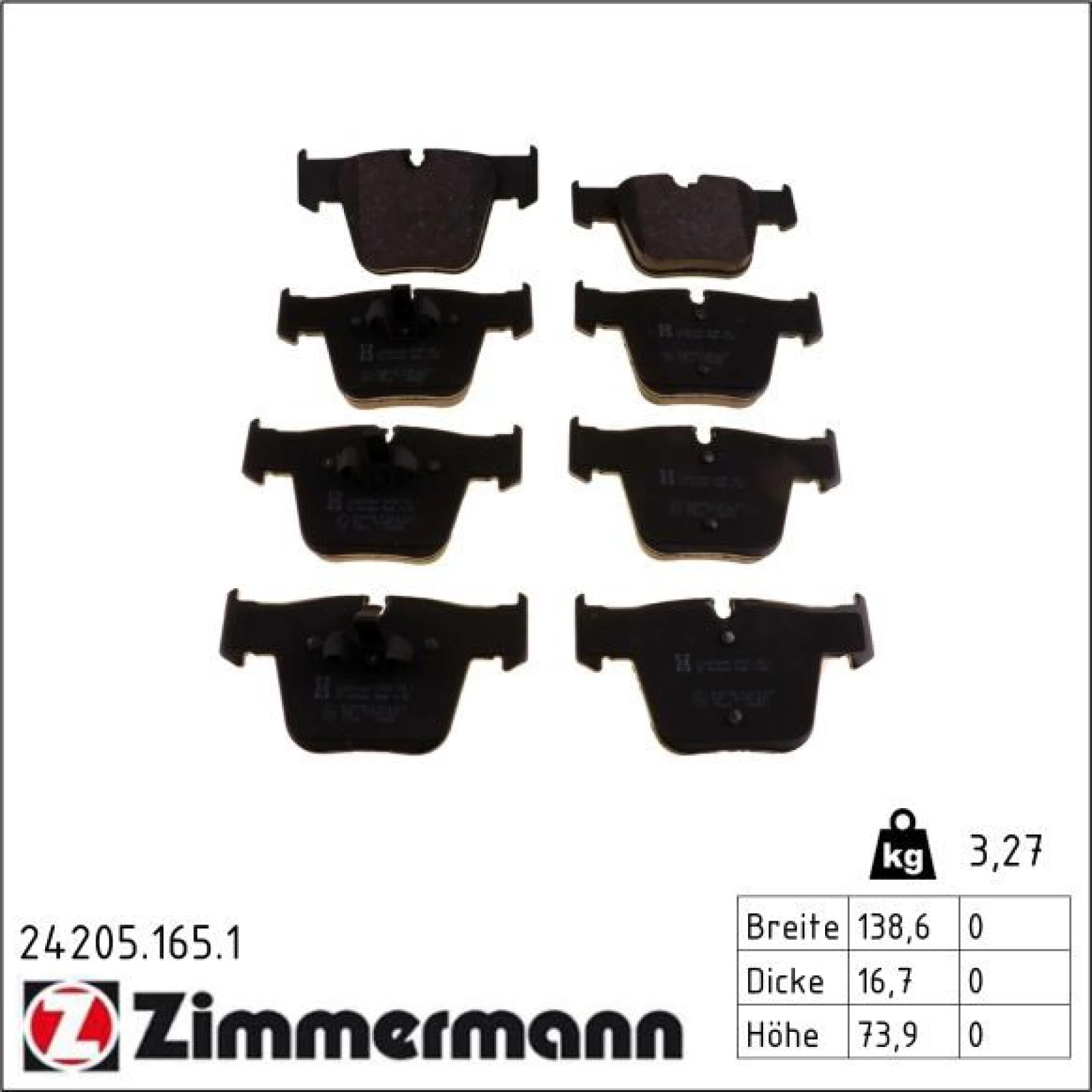 ZIMMERMANN Bremsbeläge 24205.165.1