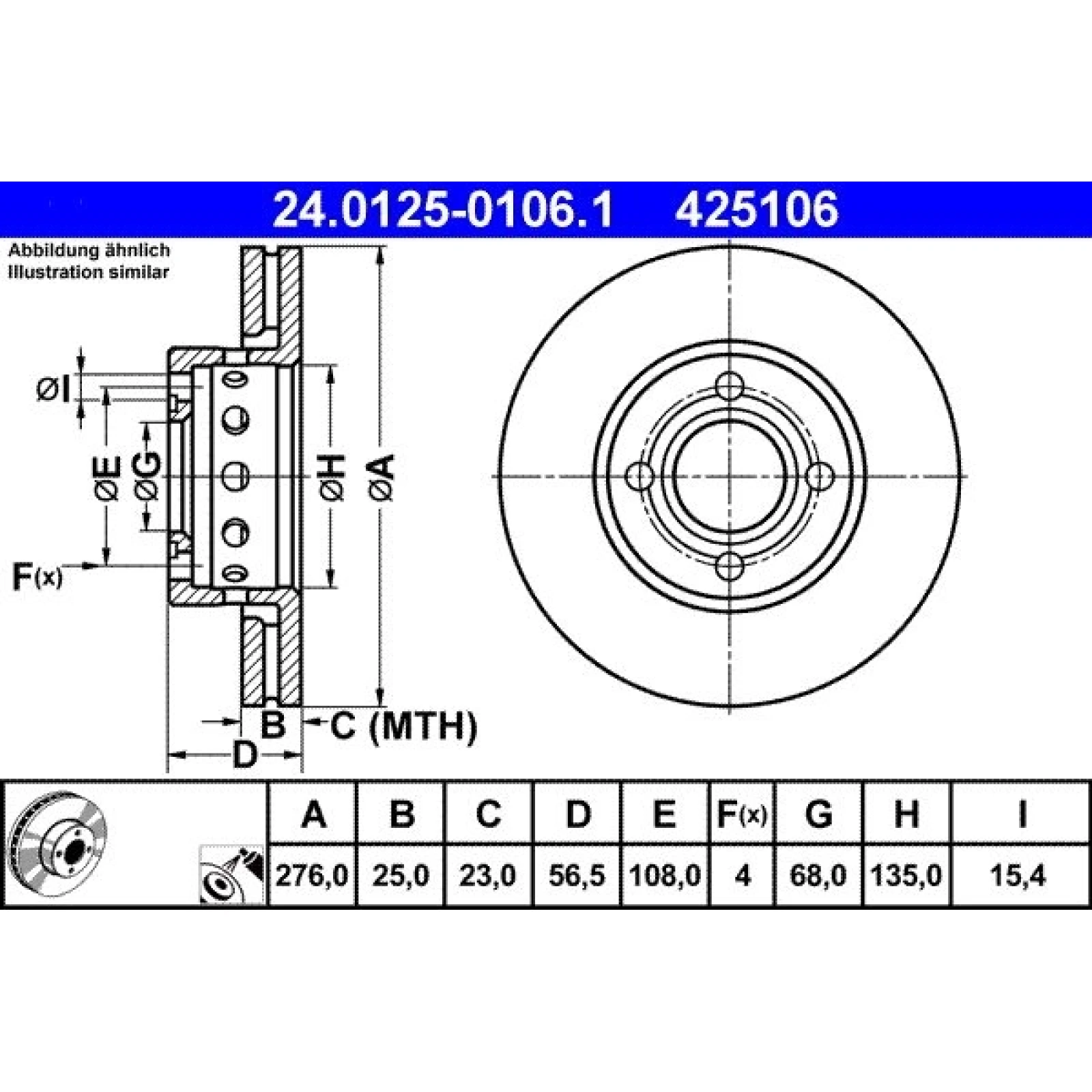 ATE Bremsscheibe 24.0125-0106.1