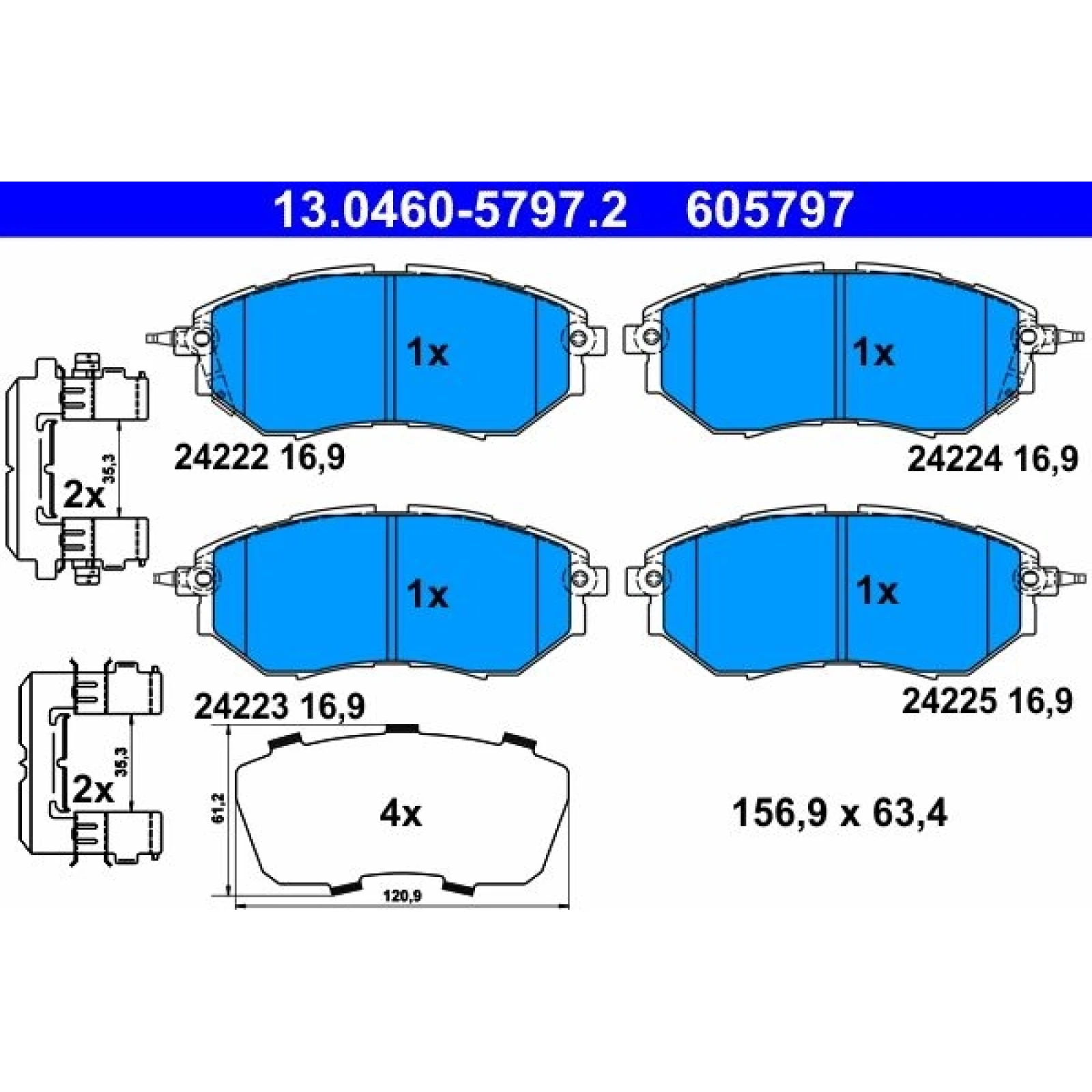 Bremsbelagsatz Subaru P. Legacy/Outback/Tribeca 2.0-3.6 03 13.0460-5797.2