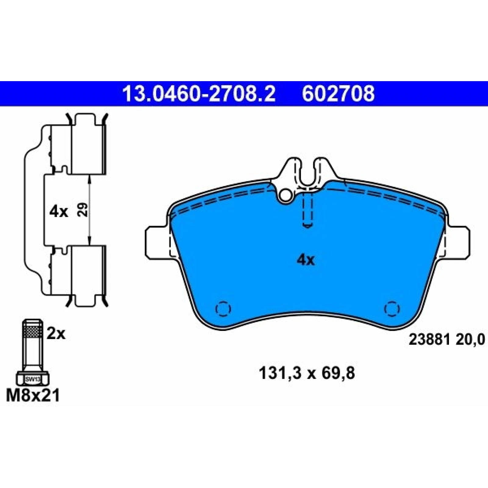Bremsbelagsatz Db P. W169/W245 2,0 04-12 13.0460-2708.2