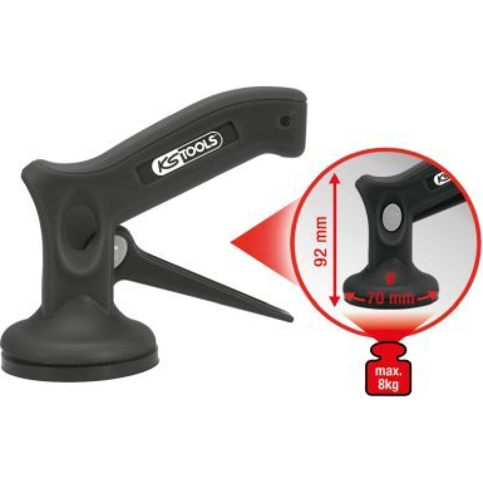 KS TOOLS Einhand-Mini-Saugnapf, 8 kg, Ø 70 mm 140.1015