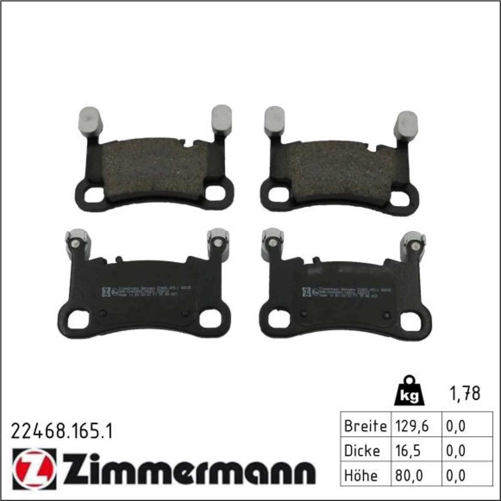 ZIMMERMANN Bremsbelagsatz, Scheibenbremse 22468.165.1