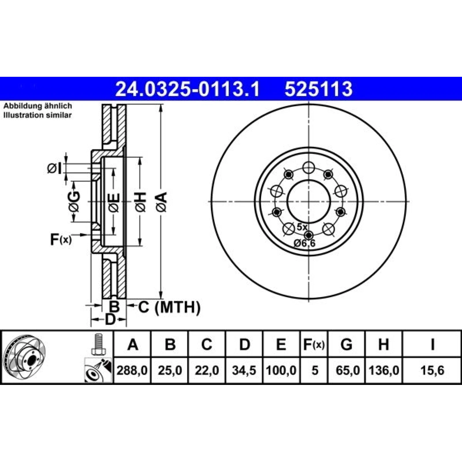 Bremsscheibe Vw P. Bora/Golf/Polo 97- Power Disc 24.0325-0113.1