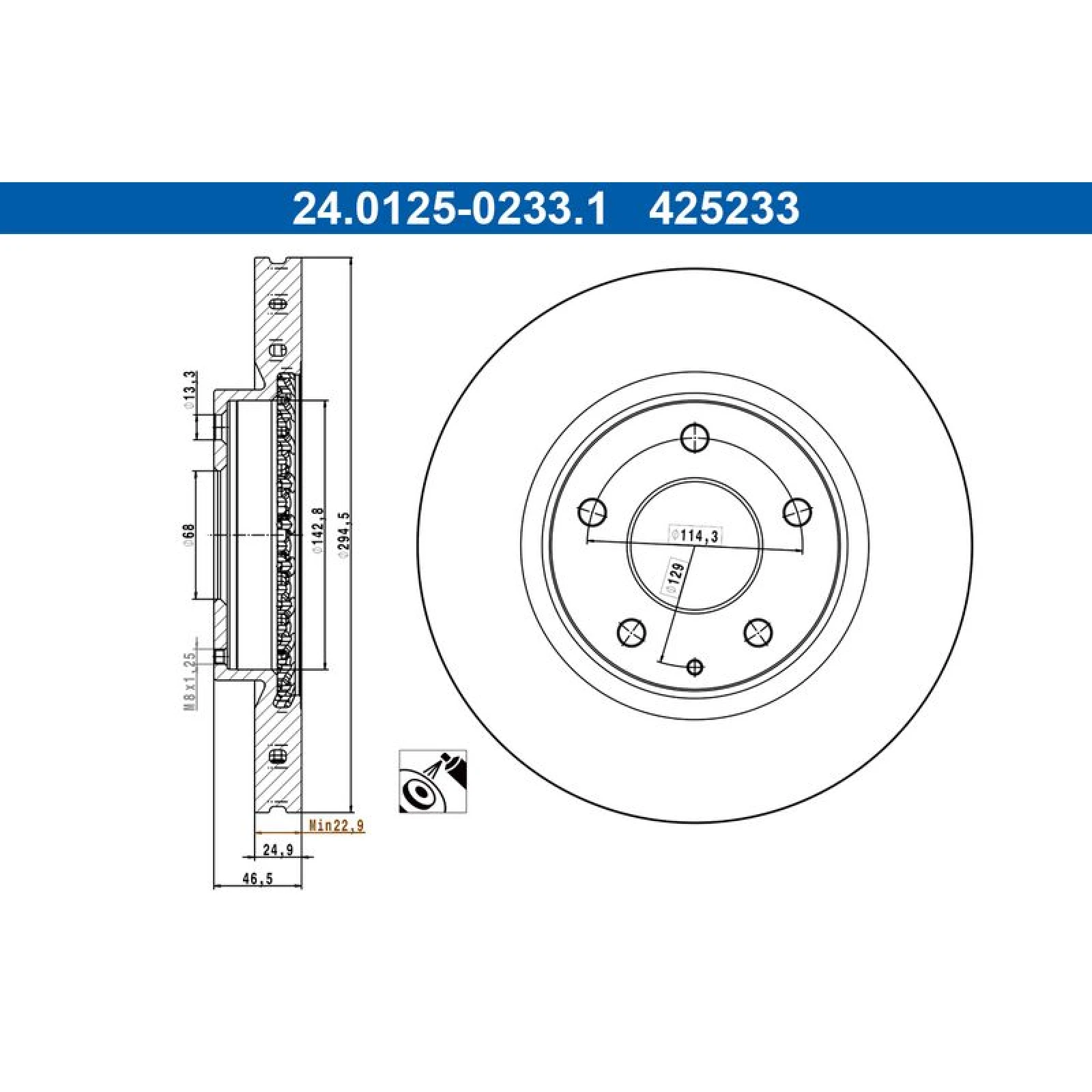 ATE Bremsscheibe 24.0125-0233.1