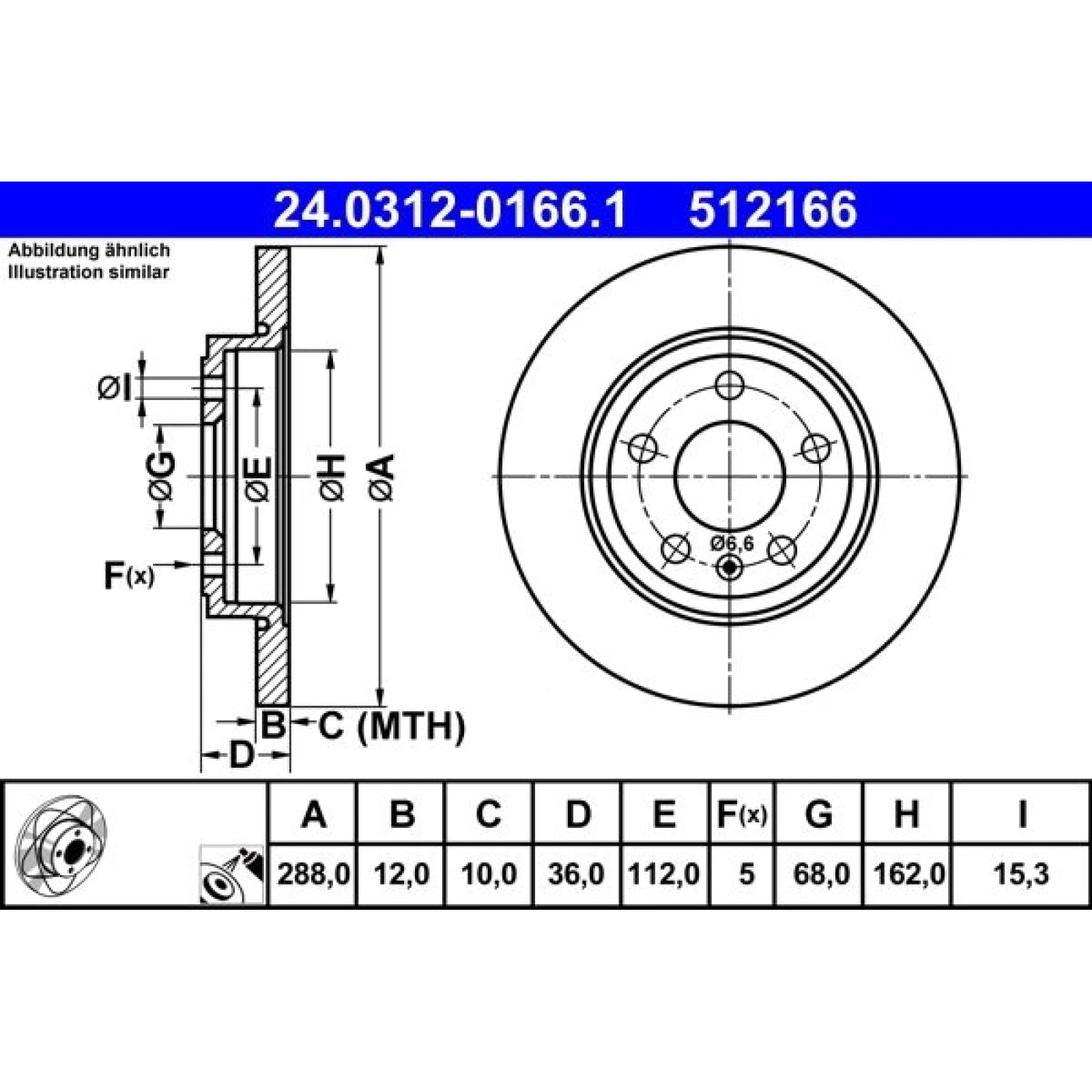 Bremsscheibe Audi T. A4 04-08 Power Disc 24.0312-0166.1