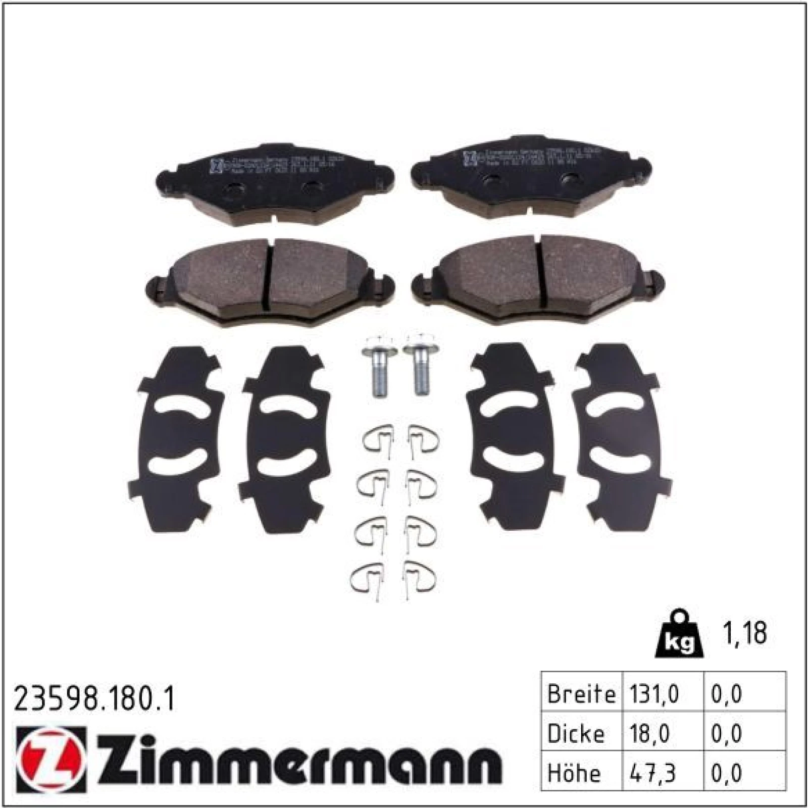 ZIMMERMANN Bremsbeläge 23598.180.1