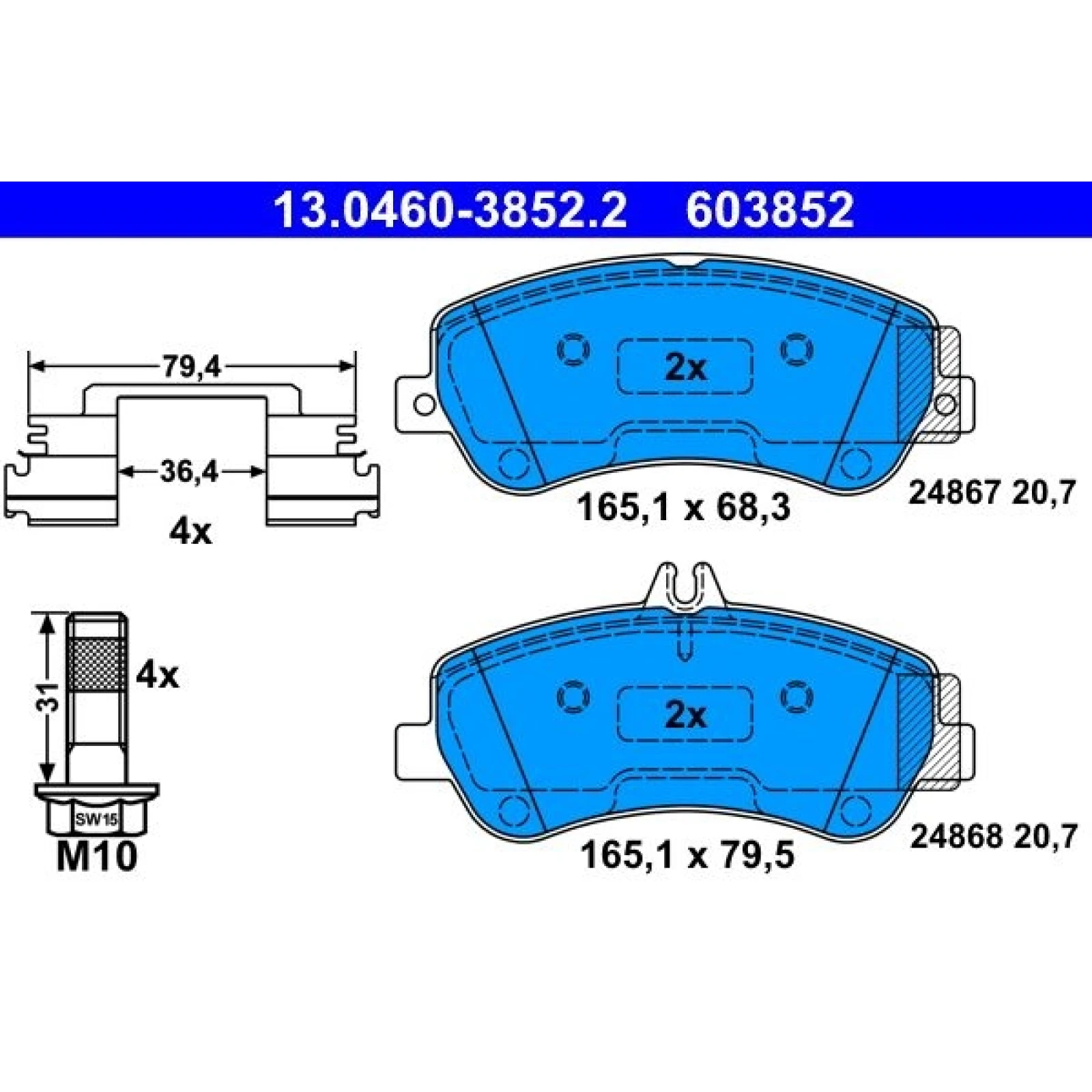 Bremsbelagsatz Db P. X204 2,0 3,5 08-15 13.0460-3852.2