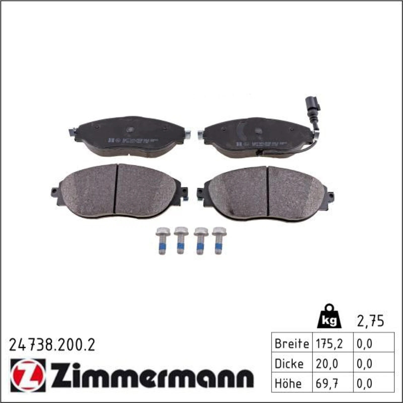 ZIMMERMANN Bremsbeläge 24738.200.2