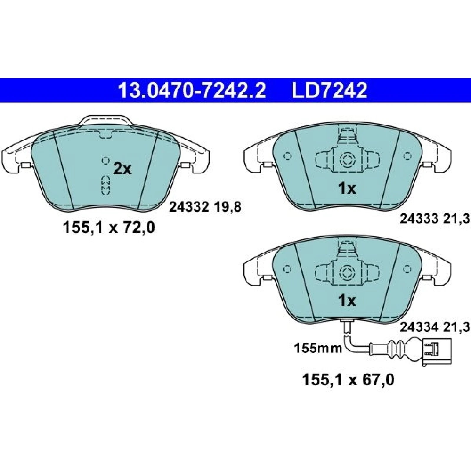 Bremsbelagsatz Vw P. Sharan/Tiguan 1.4-2.0 07- Keramik 13.0470-7242.2