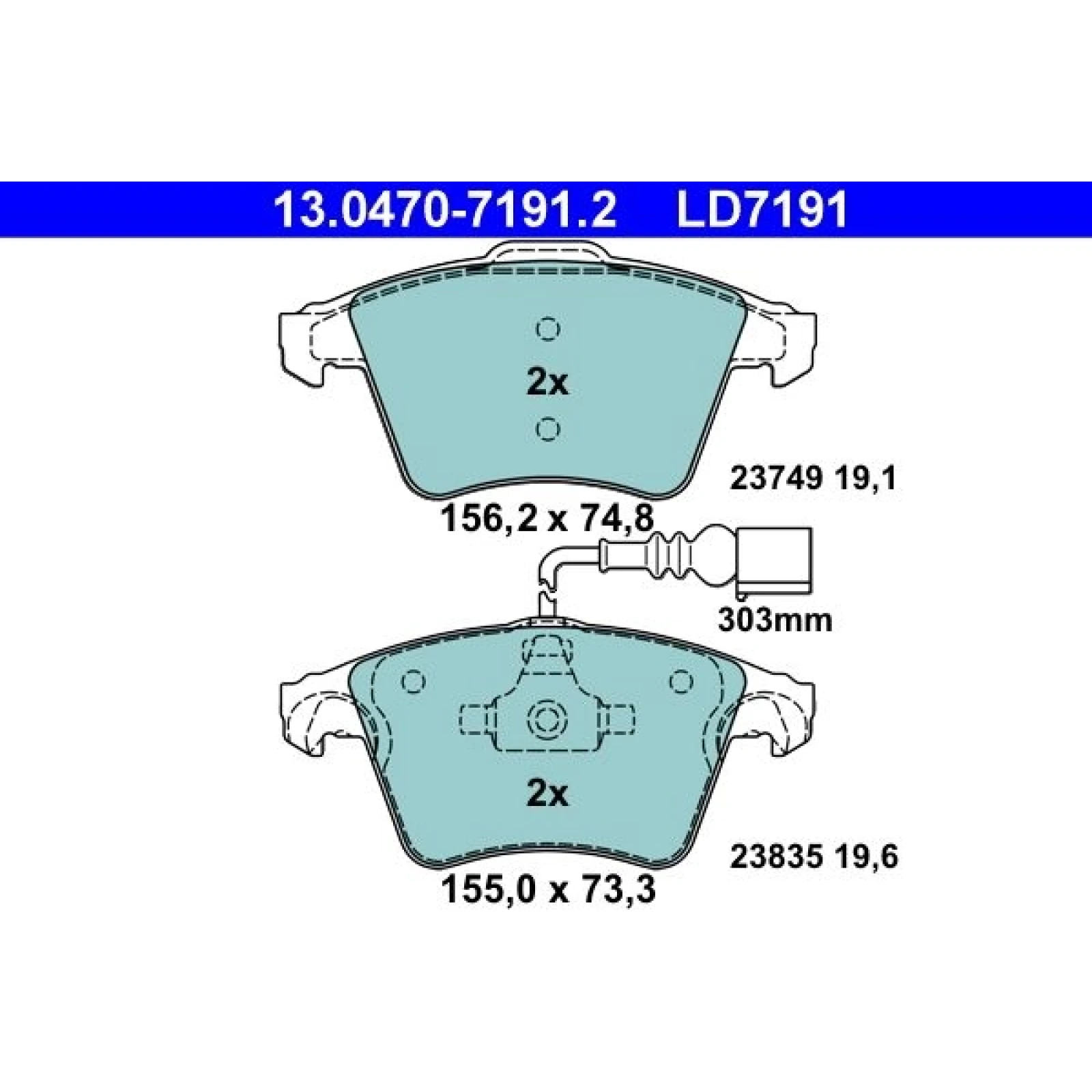 Bremsbelagsatz Vw P. Touareg 3.2-3.6/2.5-3.0 Tdi 02-10 Keramik 13.0470-7191.2