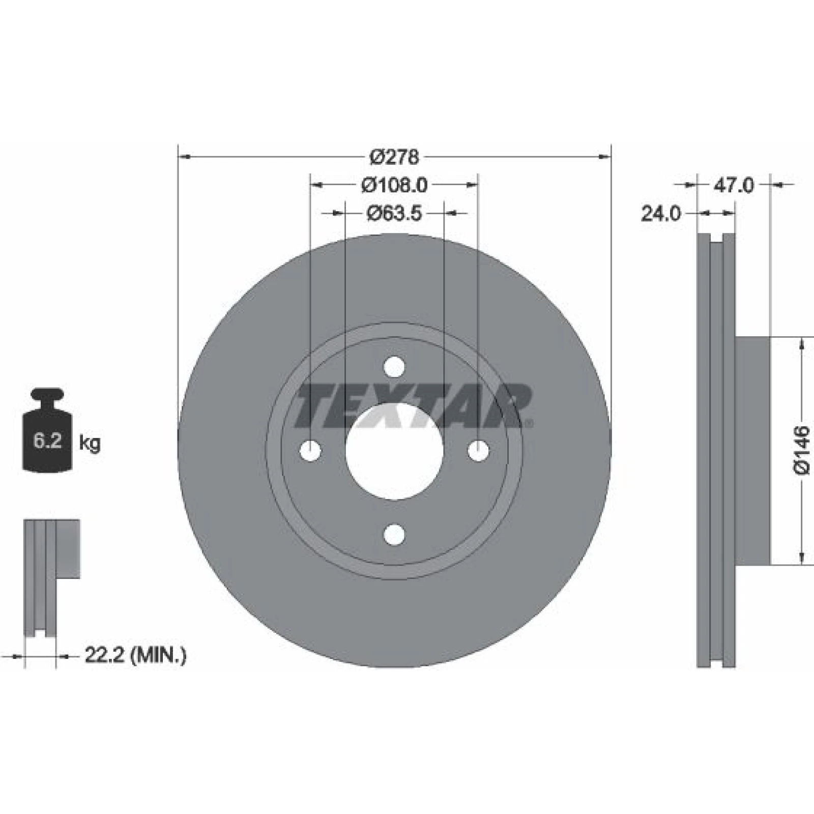 Textar Bremsscheibe Ford P. Mondeo 92075400