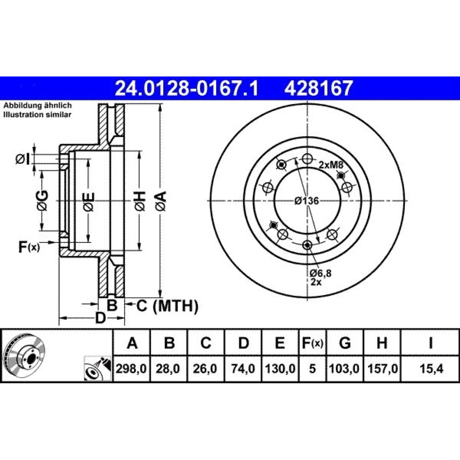 ATE Bremsscheibe 24.0128-0167.1