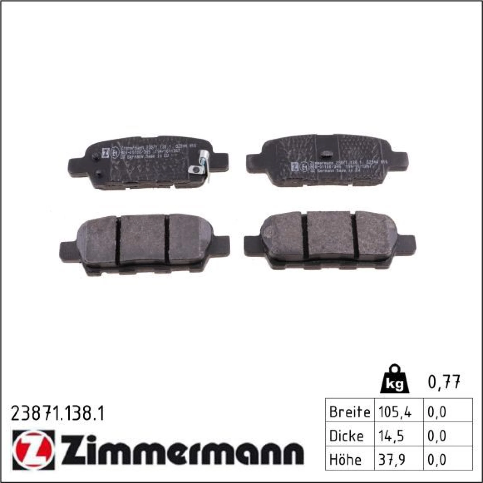 ZIMMERMANN Bremsbeläge 23871.138.1