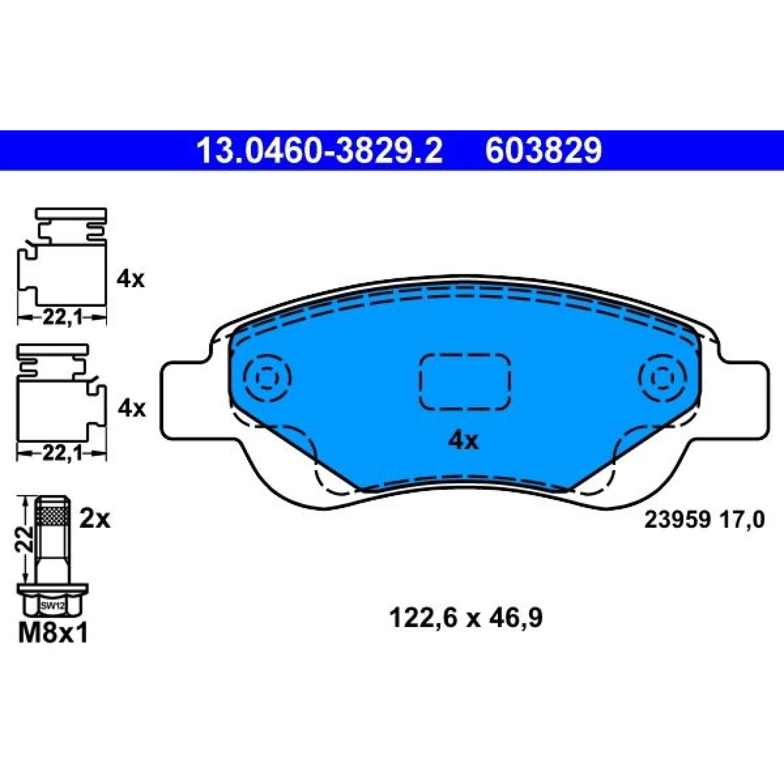 Bremsbelagsatz Citroen P. C1 1.0-1.2/ 1.4 Hdi 05 13.0460-3829.2