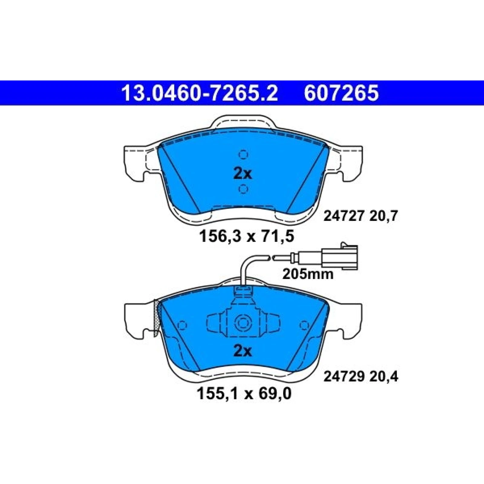 Bremsbelagsatz Opel P. Combo 1.3-2.0 Cdti 12 13.0460-7265.2