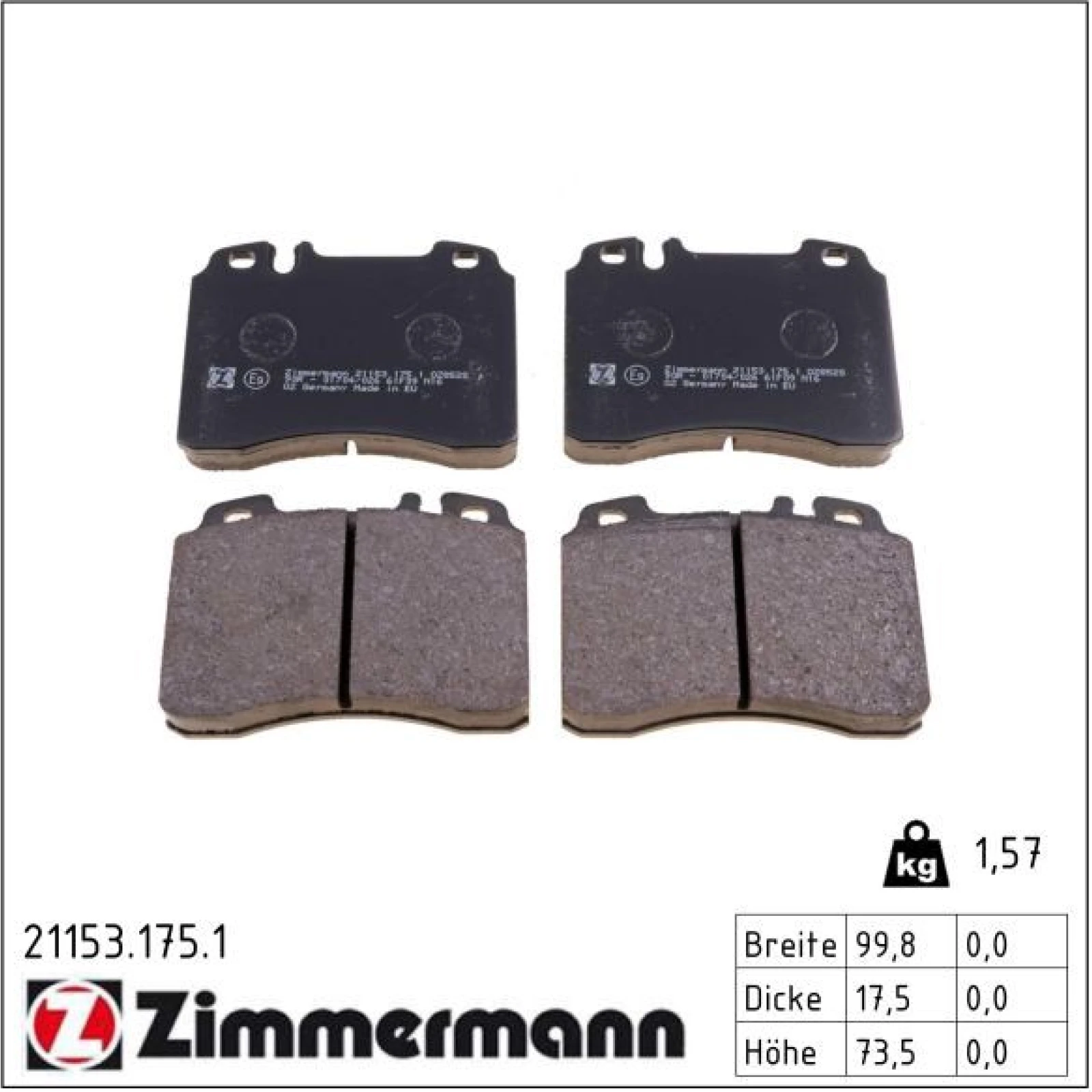ZIMMERMANN Bremsbeläge 21153.175.1