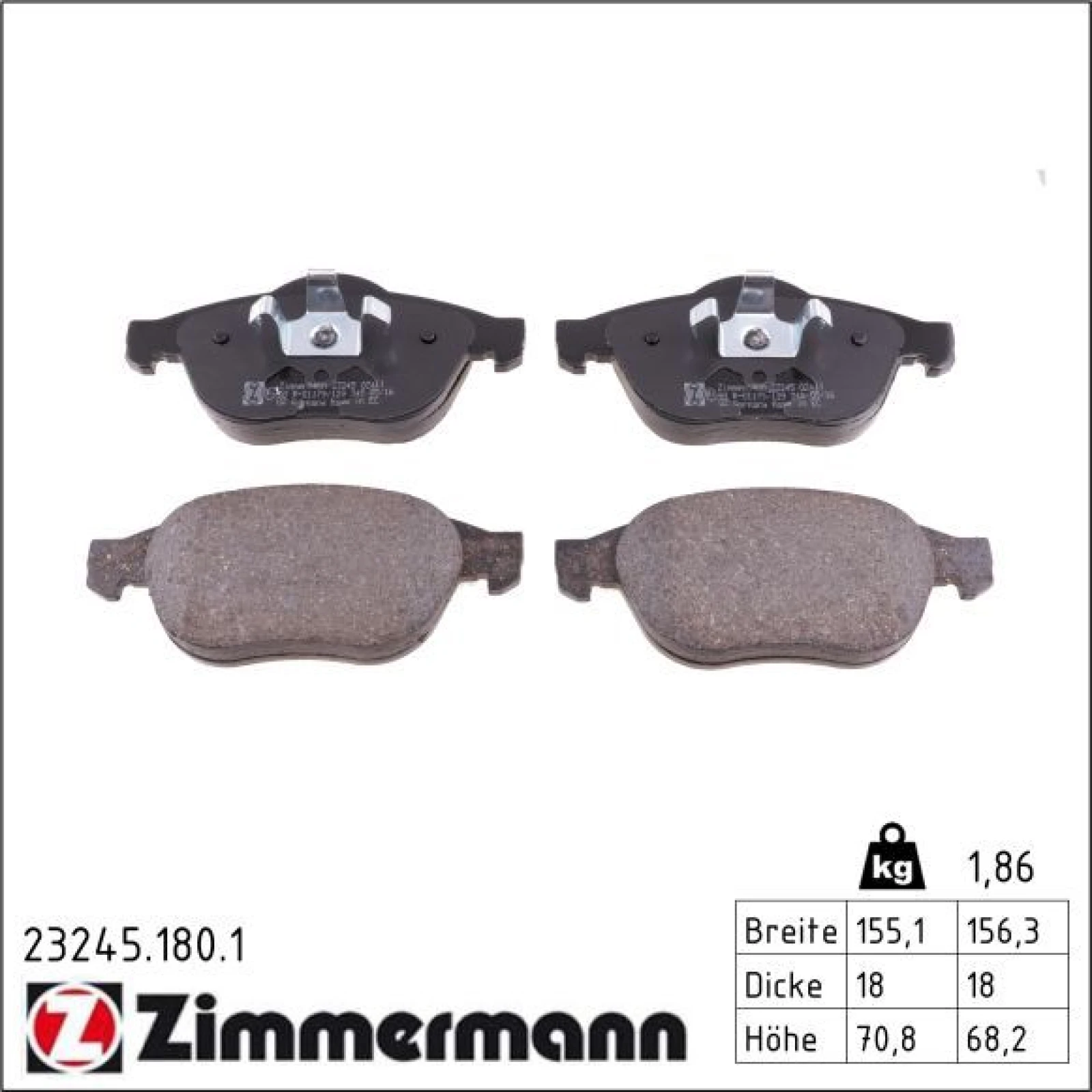 ZIMMERMANN Bremsbeläge 23245.180.1