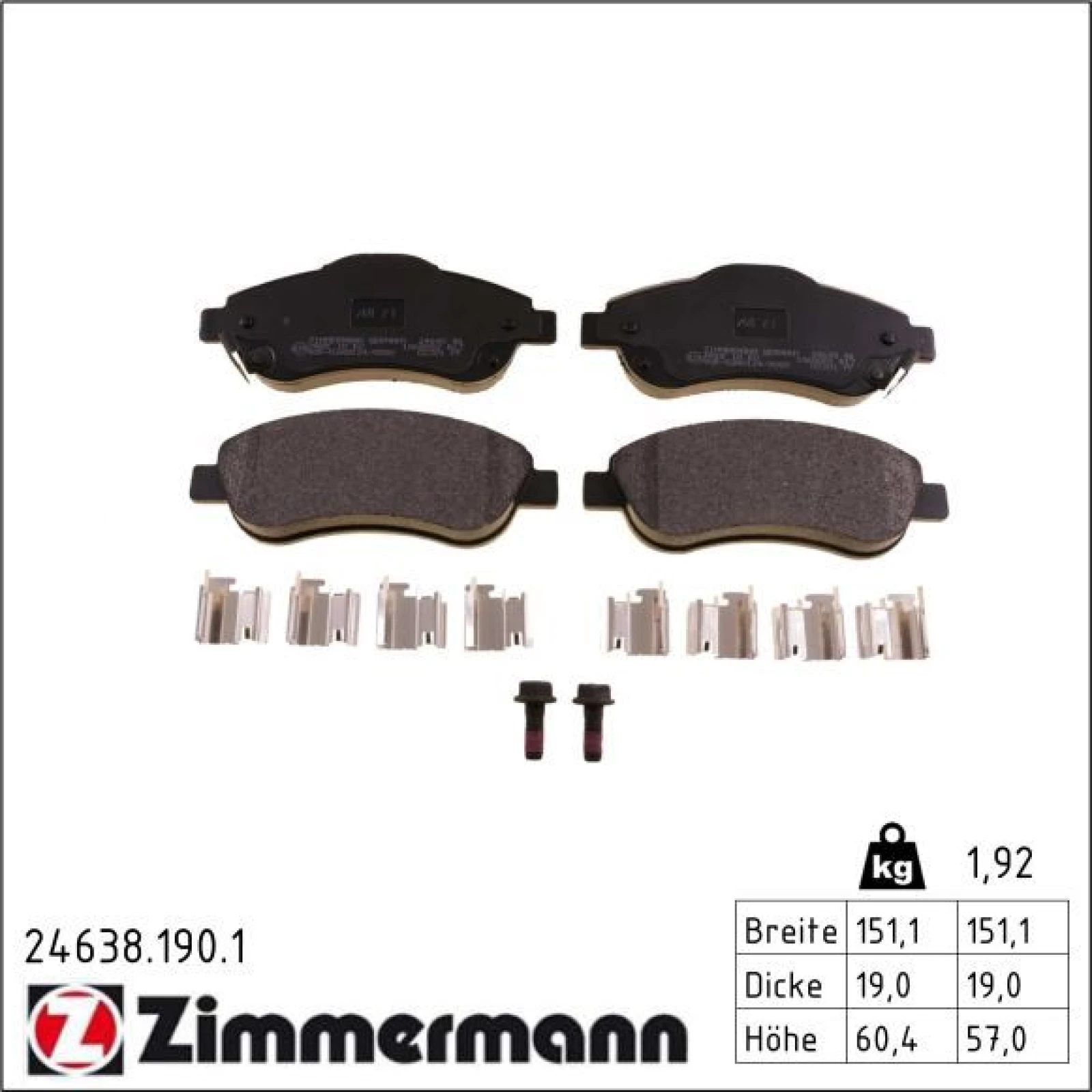 ZIMMERMANN Bremsbeläge 24638.190.1