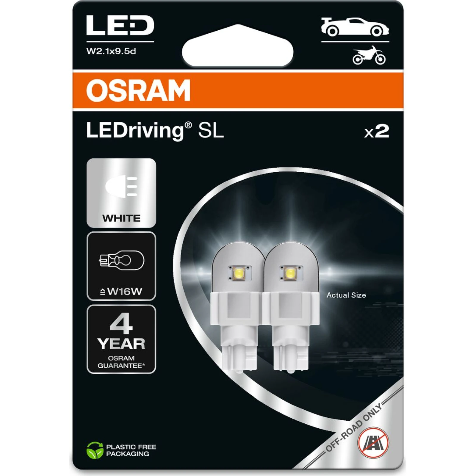 OSRAM LEDriving SL W16W LED Cool White 6000K 12V – 2 Stück – 921DWP-2BL