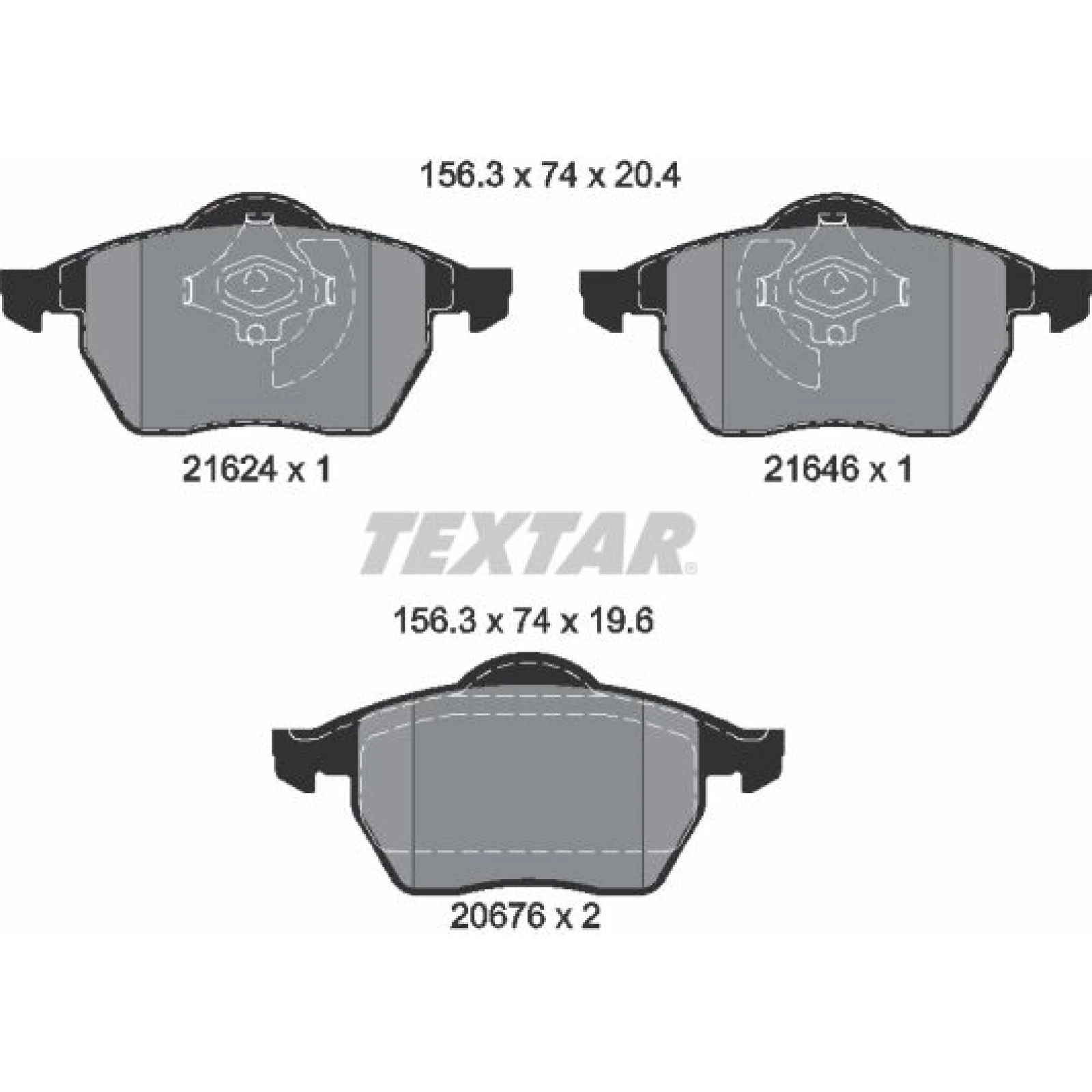 Bremsbelagsatz Vw P. A4 -99/Passat -99 1,8-2,8 Ohne Sensoren 156X74 2162402