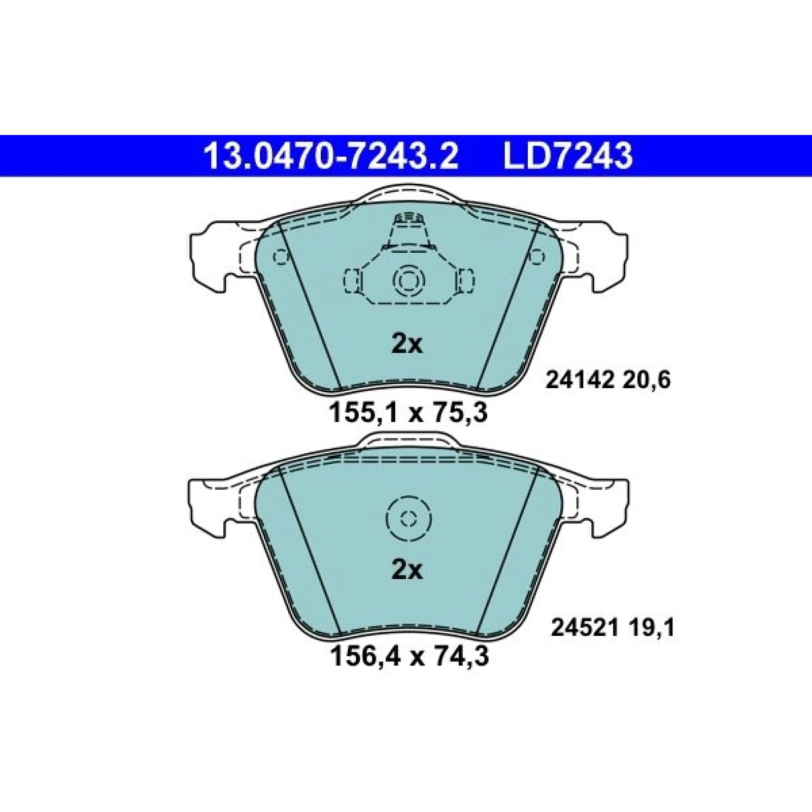 Bremsbelagsatz Volvo P. S60/S80/V60/V70/Xc70 1,5-3,2 06- Keramik 13.0470-7243.2