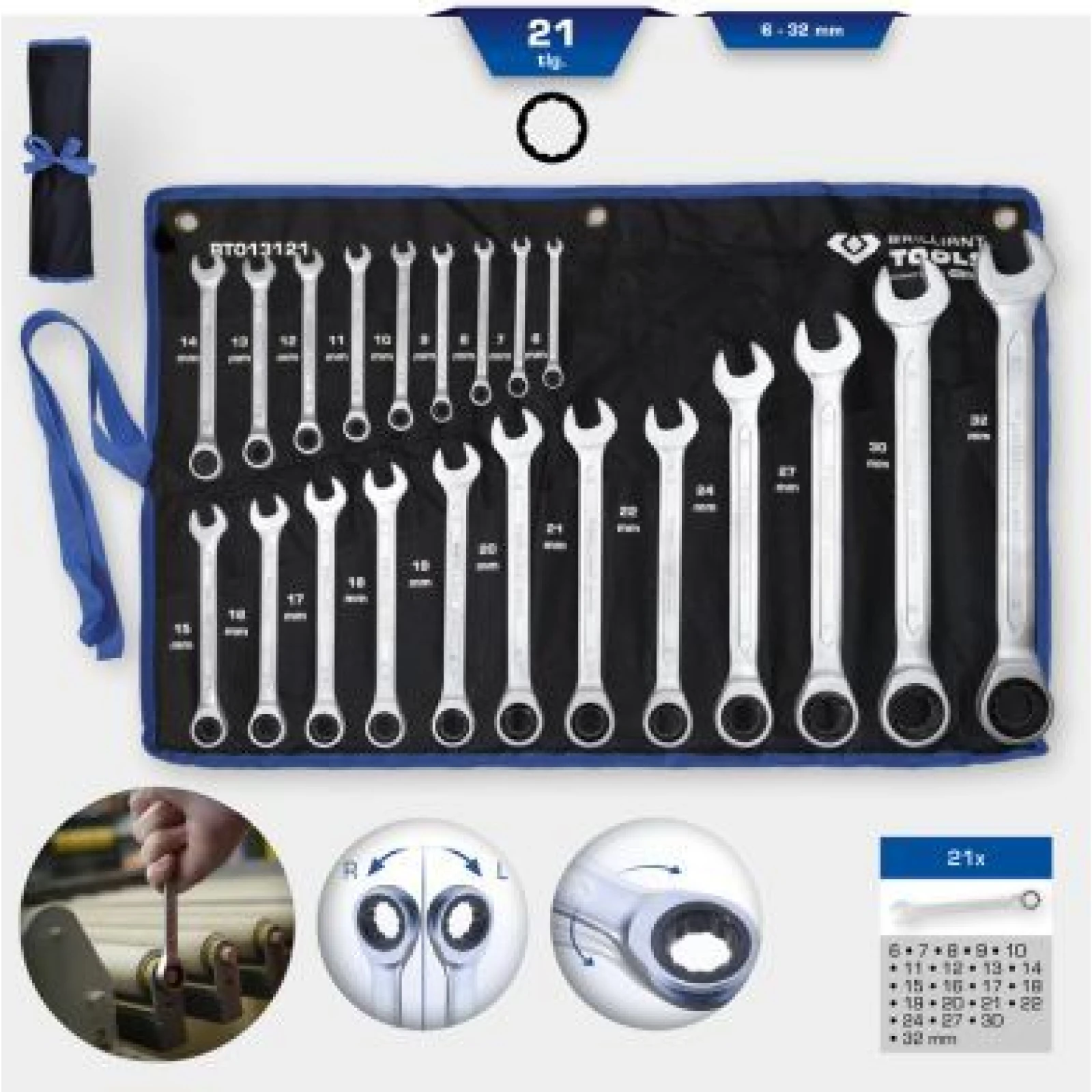 KS TOOLS Ratschen-Ringschlüsselsatz BT013121