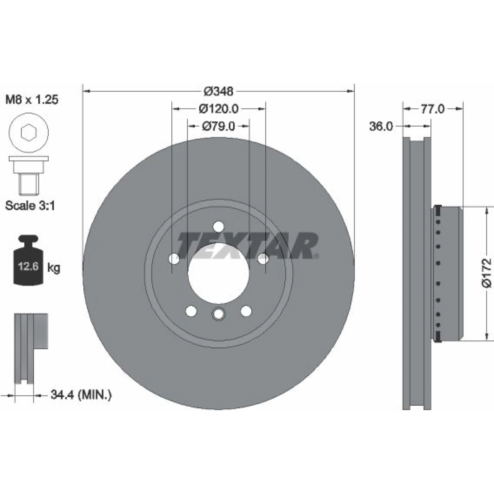 Bremsscheibe Bmw S. 5/6 3.0D/4.8 04-10 92182425