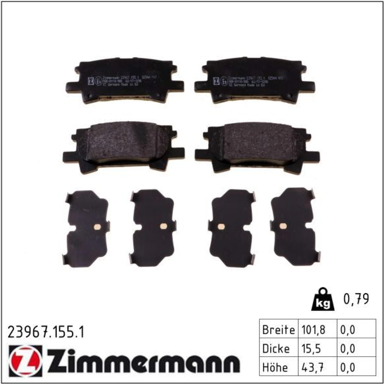 ZIMMERMANN Bremsbeläge 23967.155.1