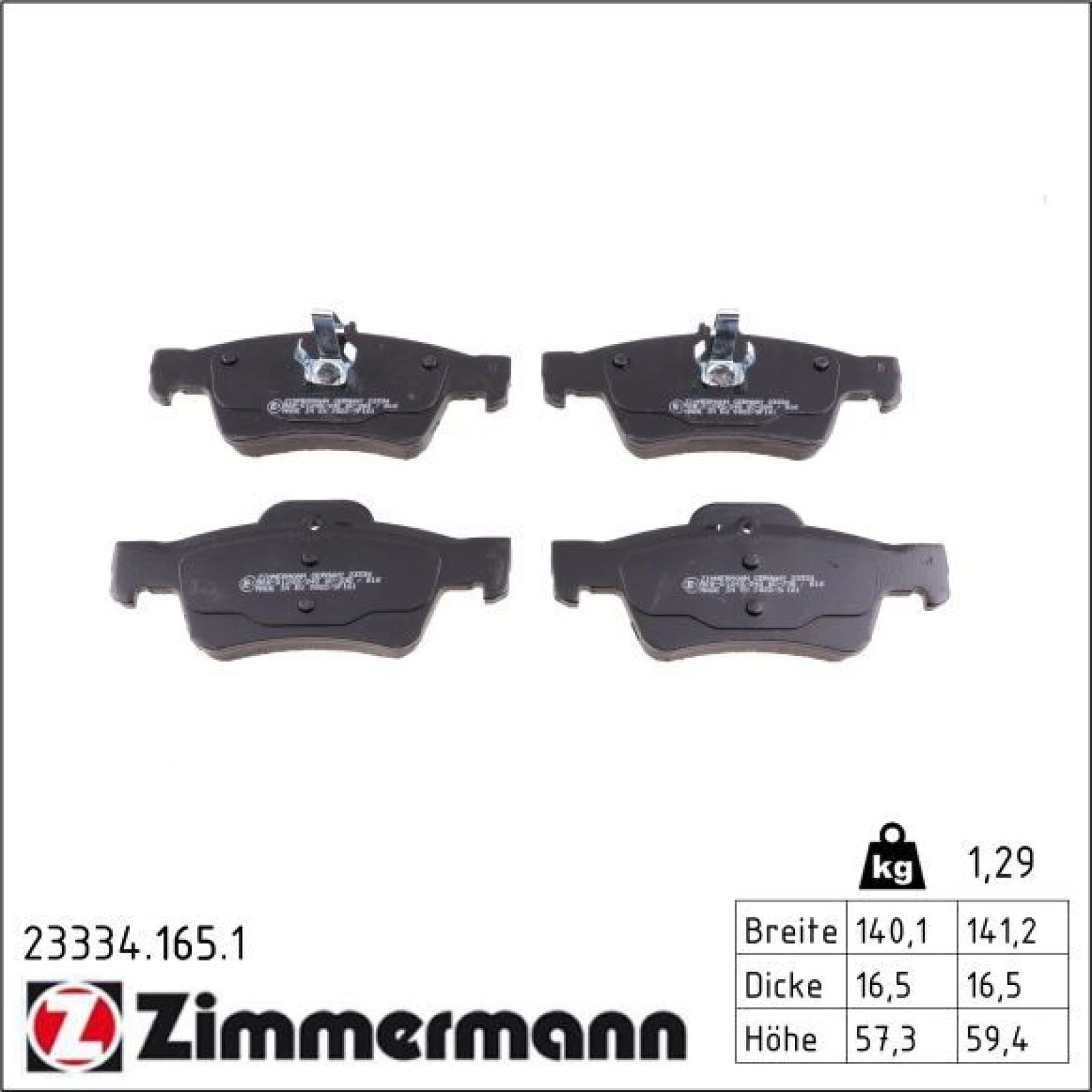 ZIMMERMANN Bremsbeläge 23334.165.1