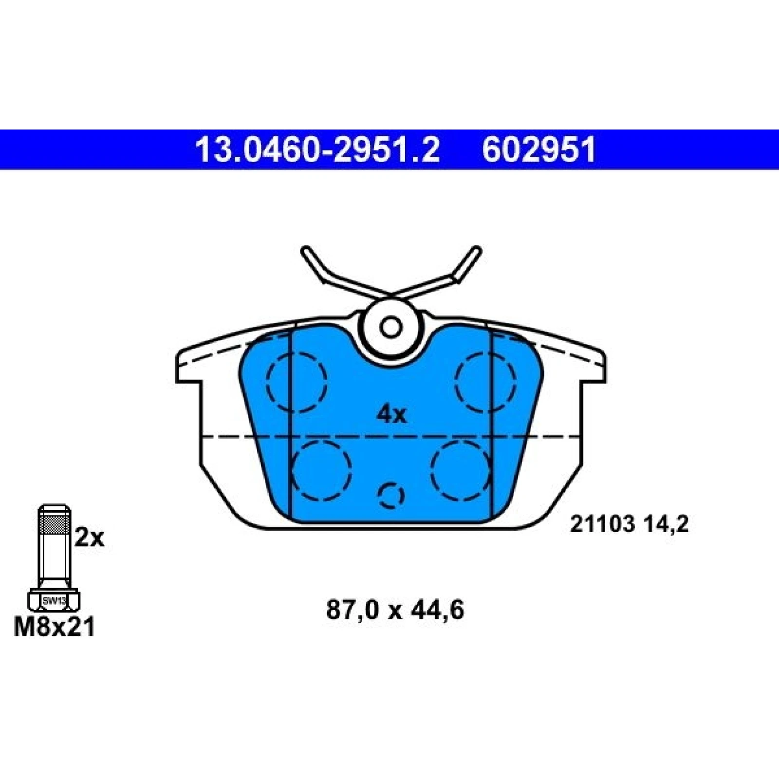Bremsbelagsatz, Scheibenbremse 13.0460-2951.2